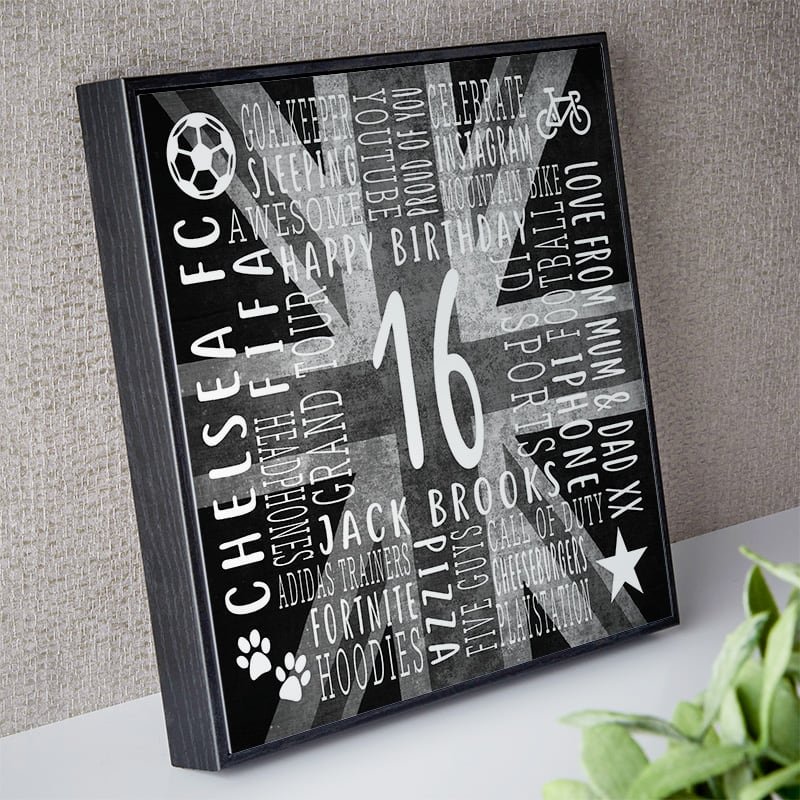 16th birthday gift for son word picture box frame