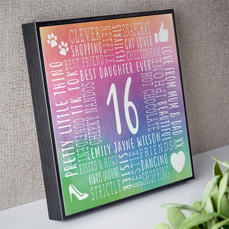 16th birthday gift for daughter word picture box frame