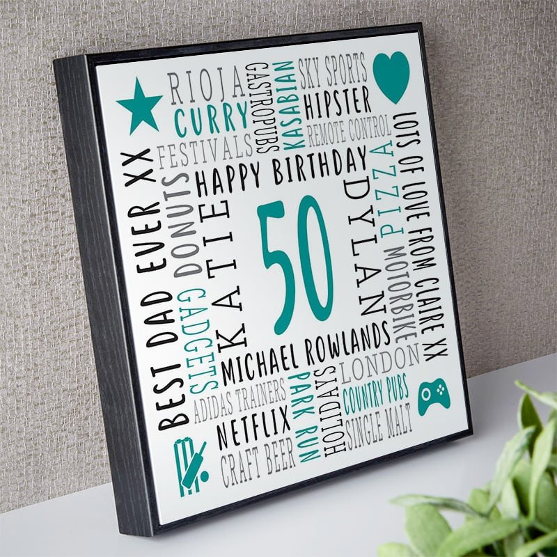 50th birthday gifts for man personalised framed picture