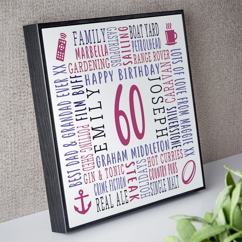 60th birthday gifts for man personalised framed picture