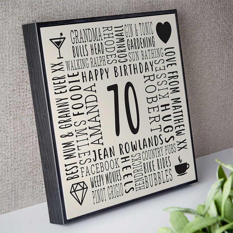 70th birthday gift ideas for mum personalised word art framed