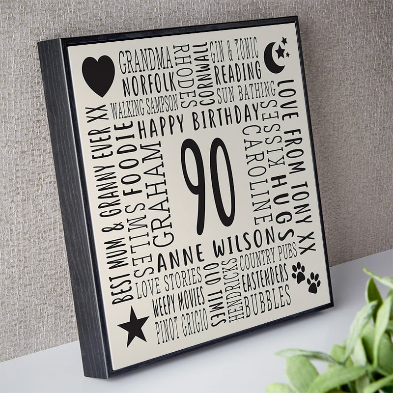 90th birthday gift ideas for mum personalised word art framed