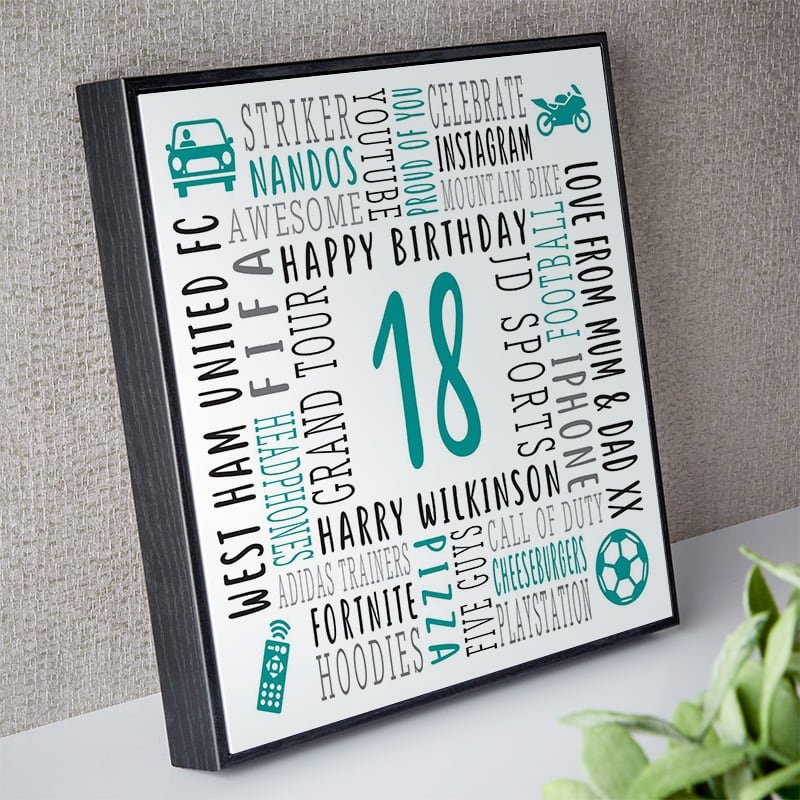 18th birthday gift for boys personalised art