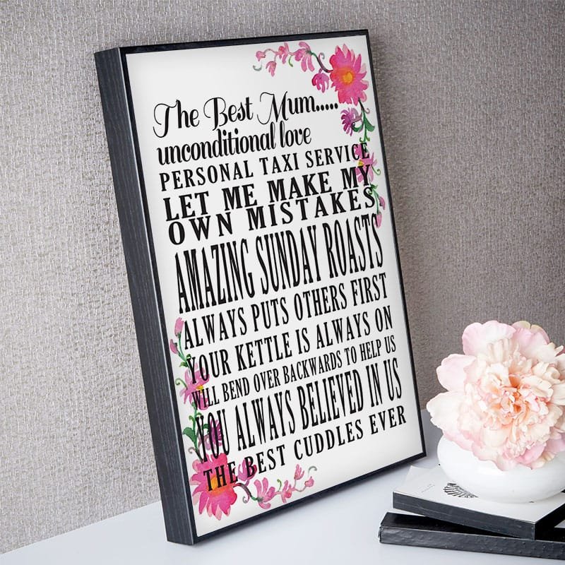 mothers day gift personalised box frame with words