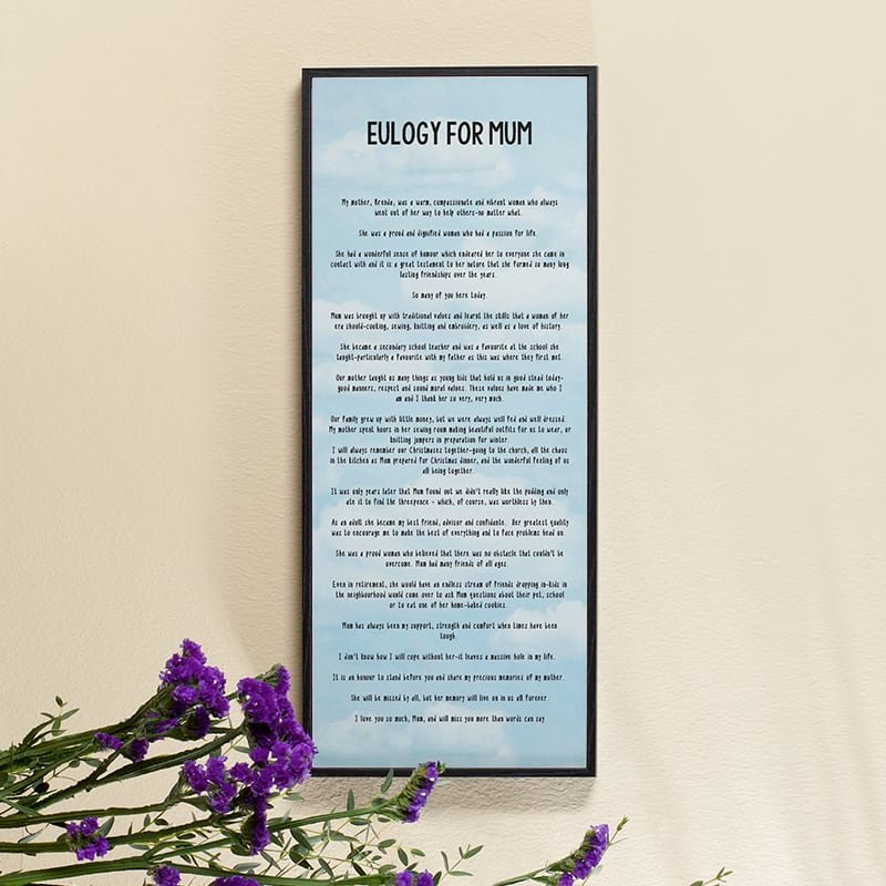 eulogy funeral speech personalised box frame