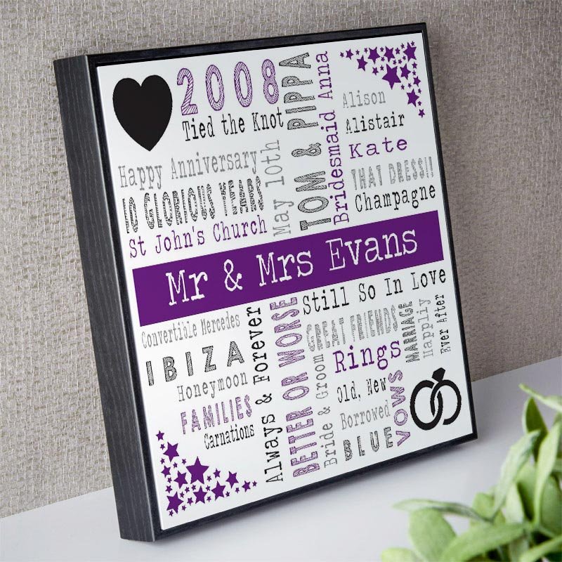 wedding anniversary gift ideas personalised word art