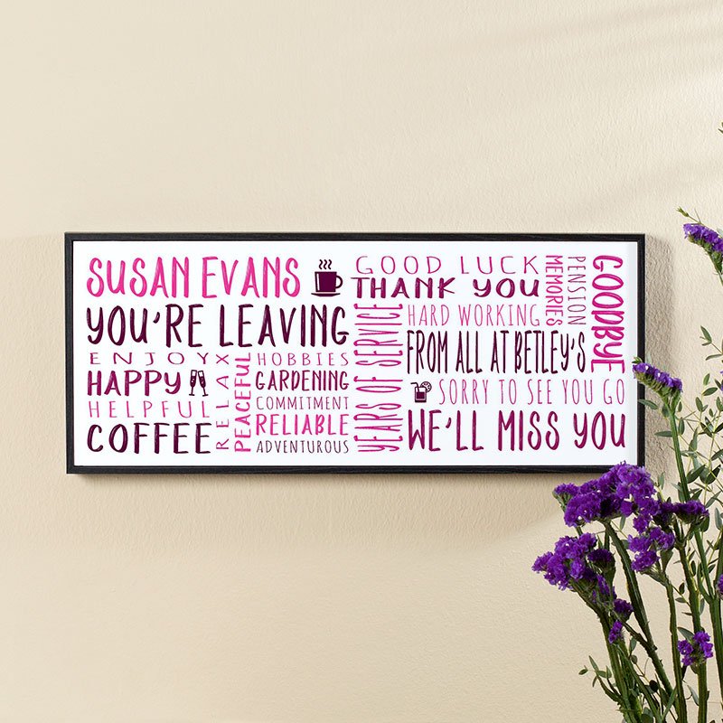 personalised retirement leaving gift ideas wall art