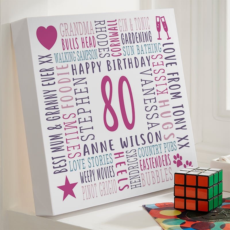 personalised gift for 80th birthday for her canvas