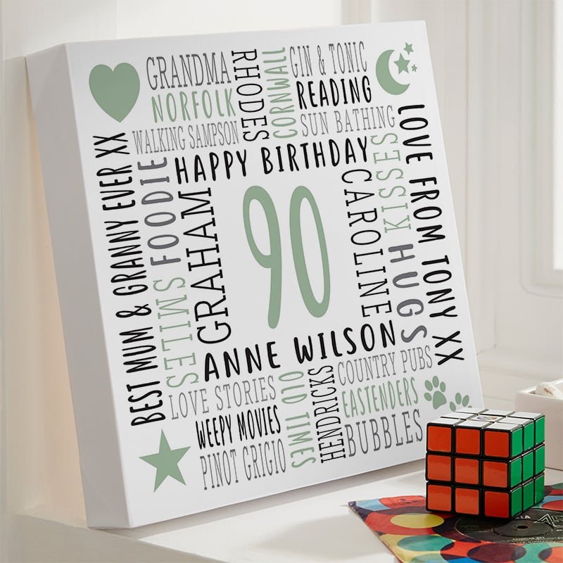 personalised gift for 90th birthday for her canvas
