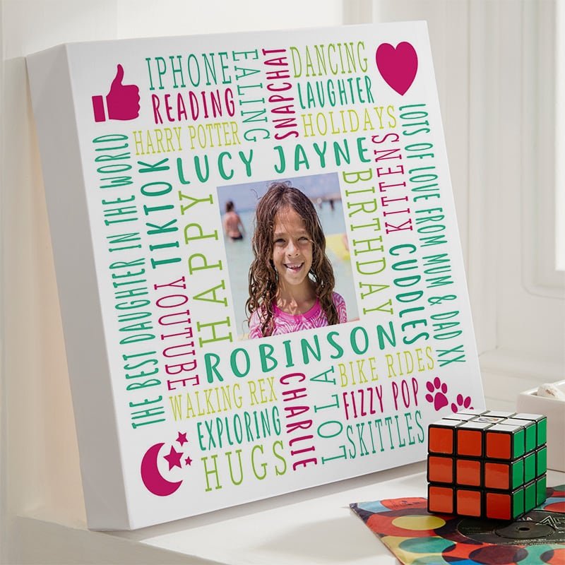 kids photo canvas personalised with text