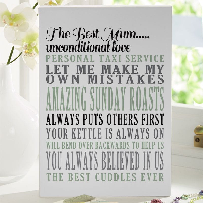 best mum wall art canvas print with words