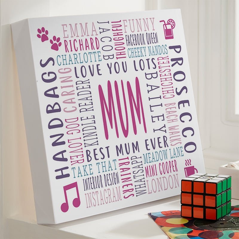 personalised birthday gift for her word canvas