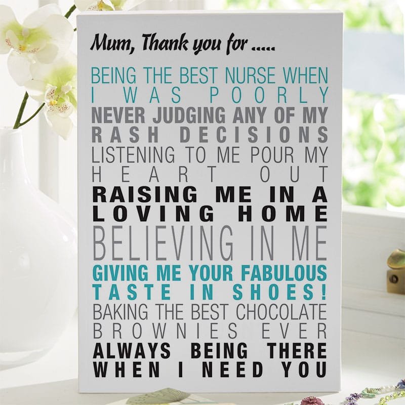 Personalised gift for mothers day word art picture print