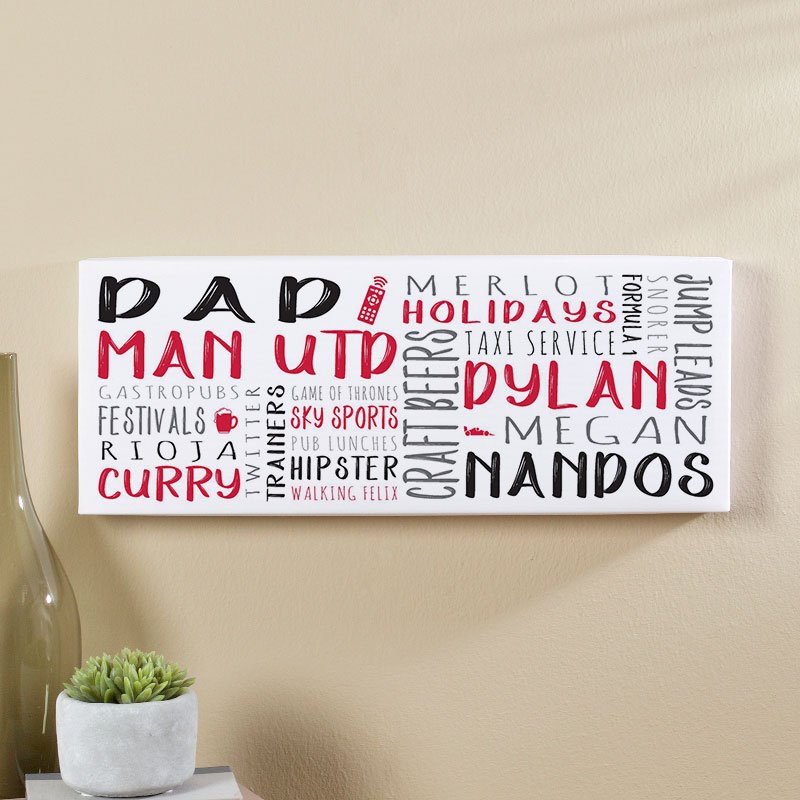 word art gift ideas personalised canvas