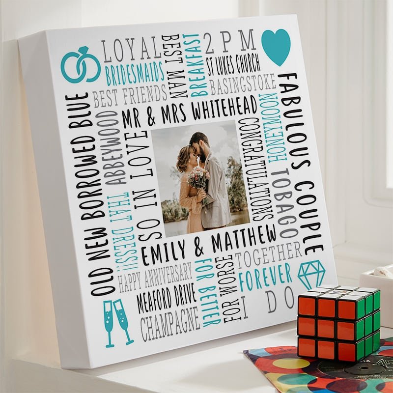 anniversary gift wedding photo canvas with text