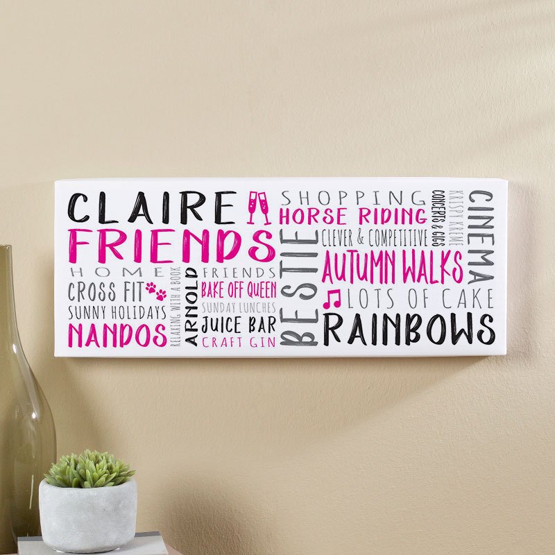 word art personalised gift panoramic canvas