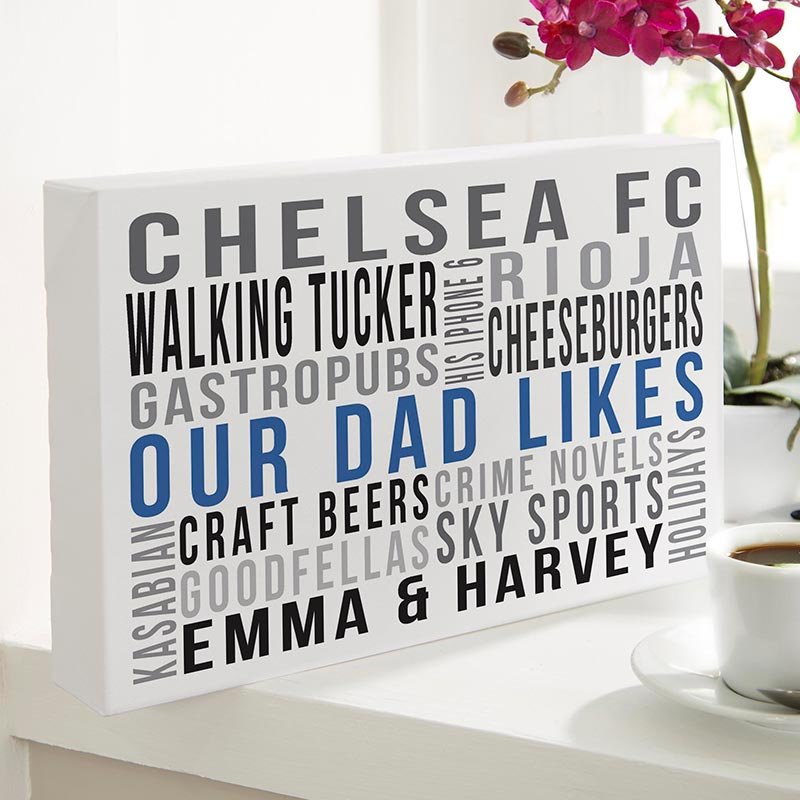 personalised typography canvas gift favourite things