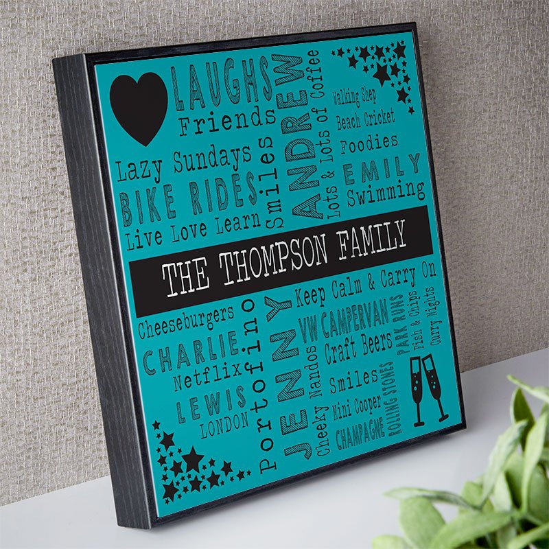 family christmas gift personalised word framed print