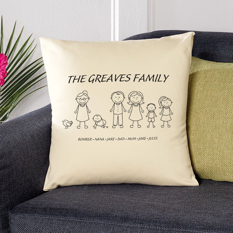christmas gift ideas family character personalised cushion