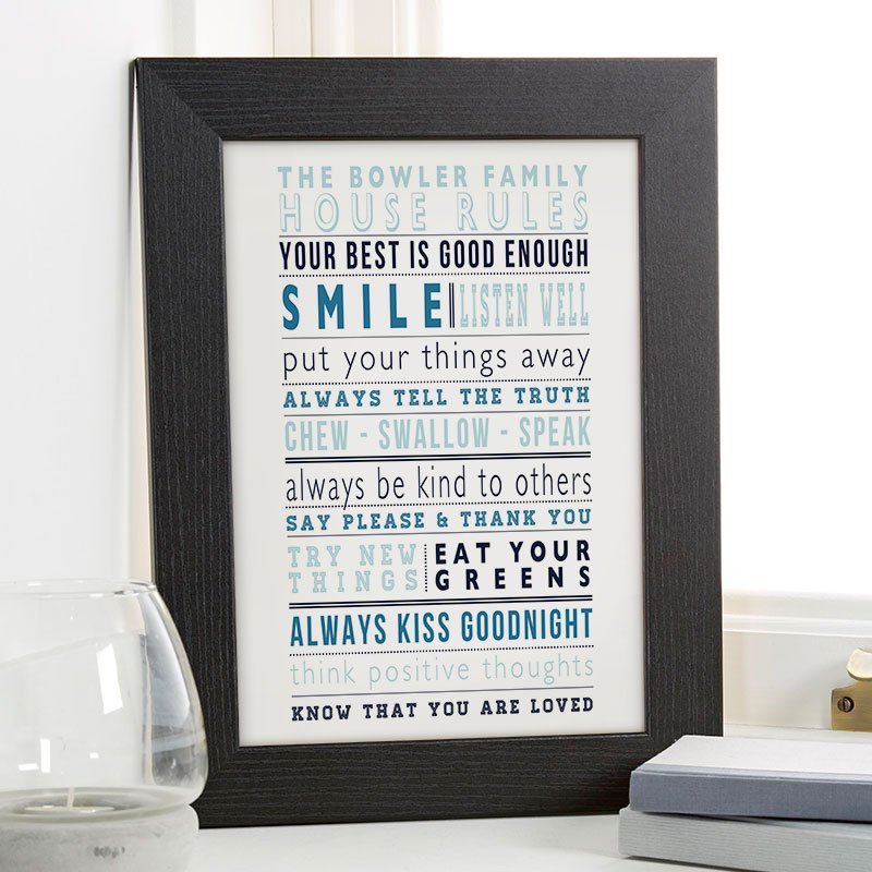 typographic canvas family house rules words