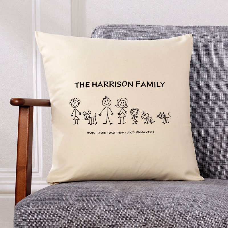 family characters personalised cushion gift