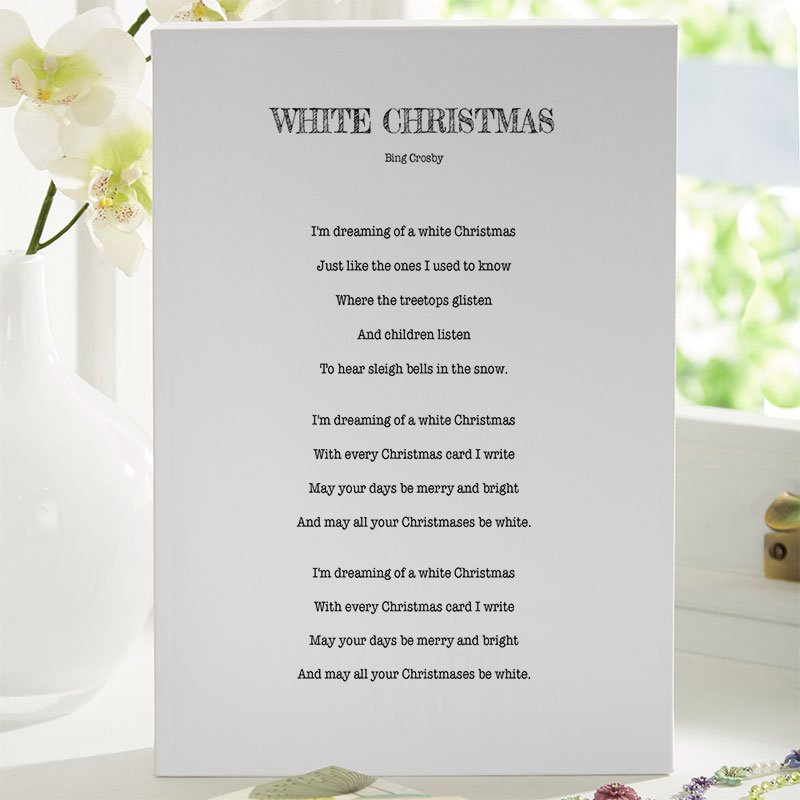 personalised christmas gift song lyrics canvas print