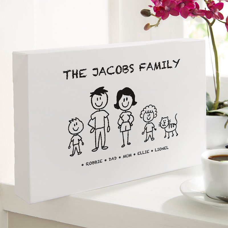 christmas gift personalised family characters wall art canvas print