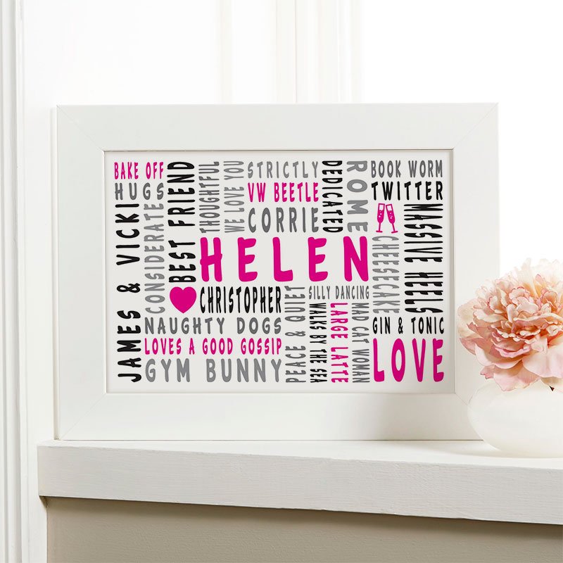 thoughtful gift for her personalised word art