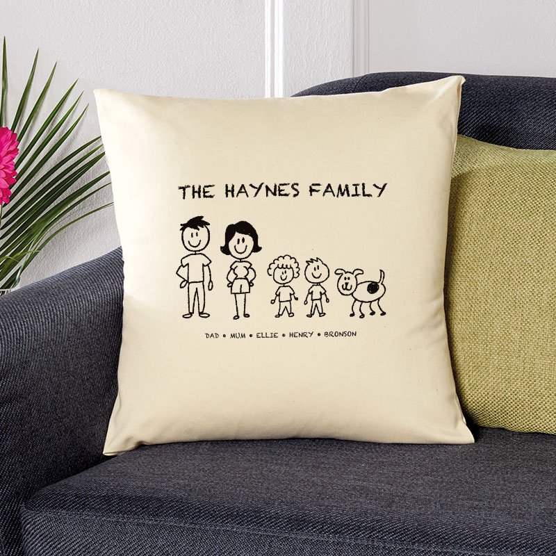 unique christmas gift personalised cushion family character drawings