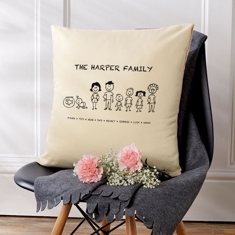 family characters cushion personalised christmas gift