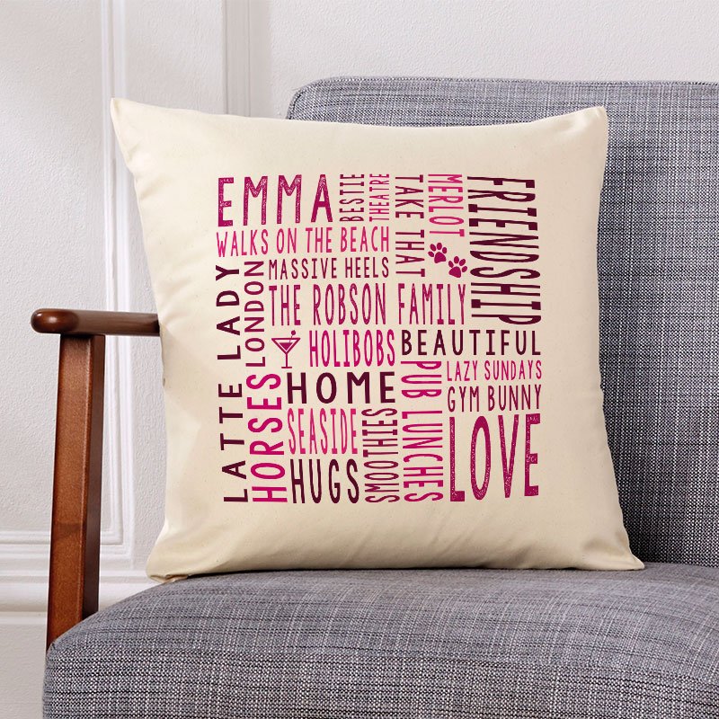 cushion with words