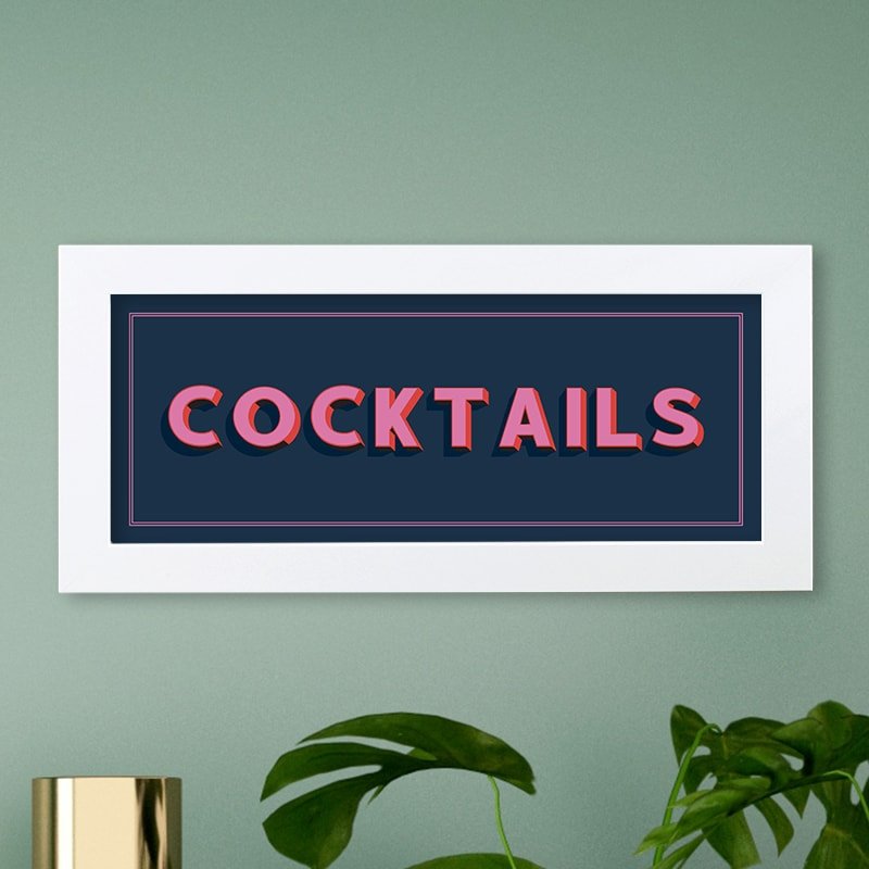  cocktails word picture framed
