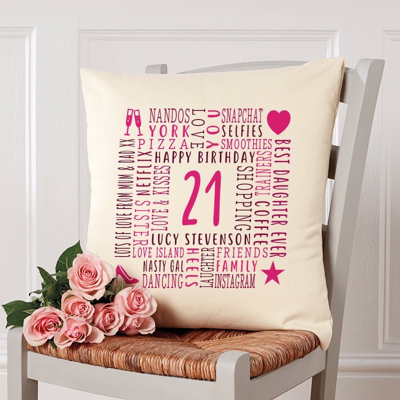 21st birthday gift ideas cushion with text