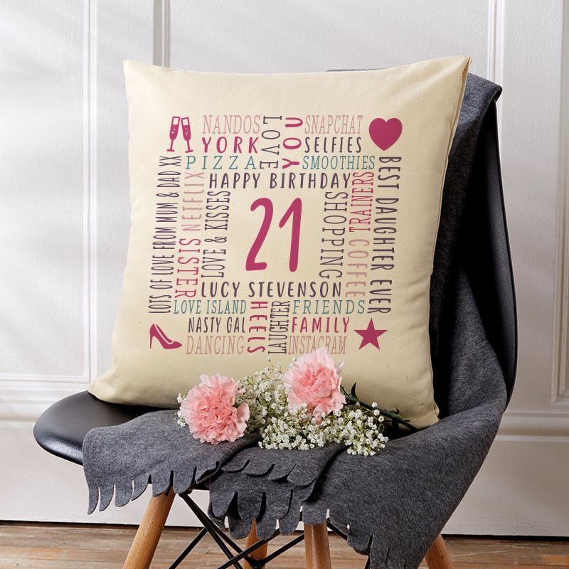 21st birthday present personalised pillow cushion high quality