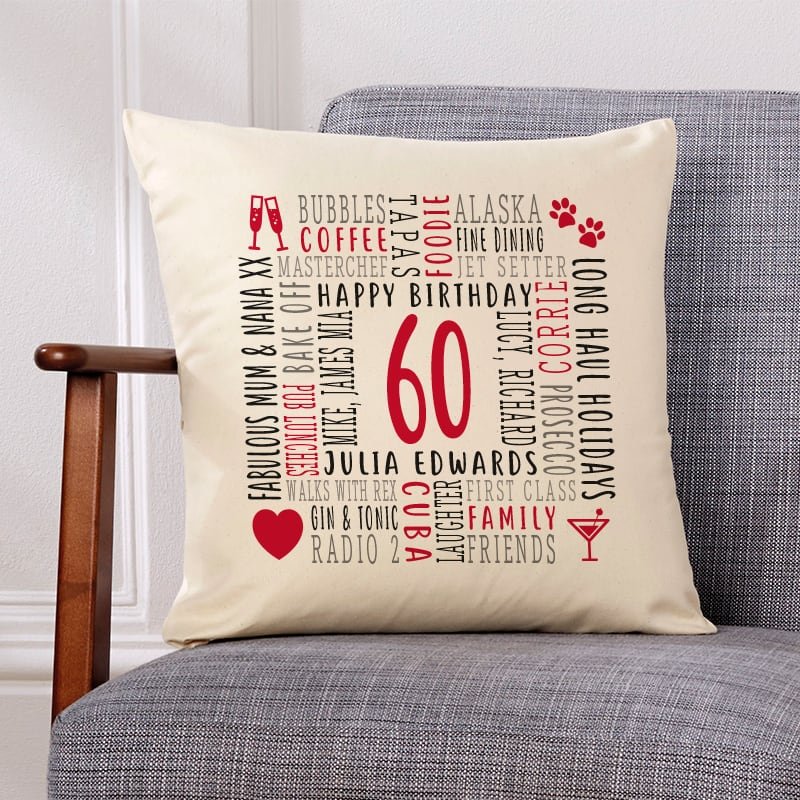 60th birthday gift ideas custom cushion pillow