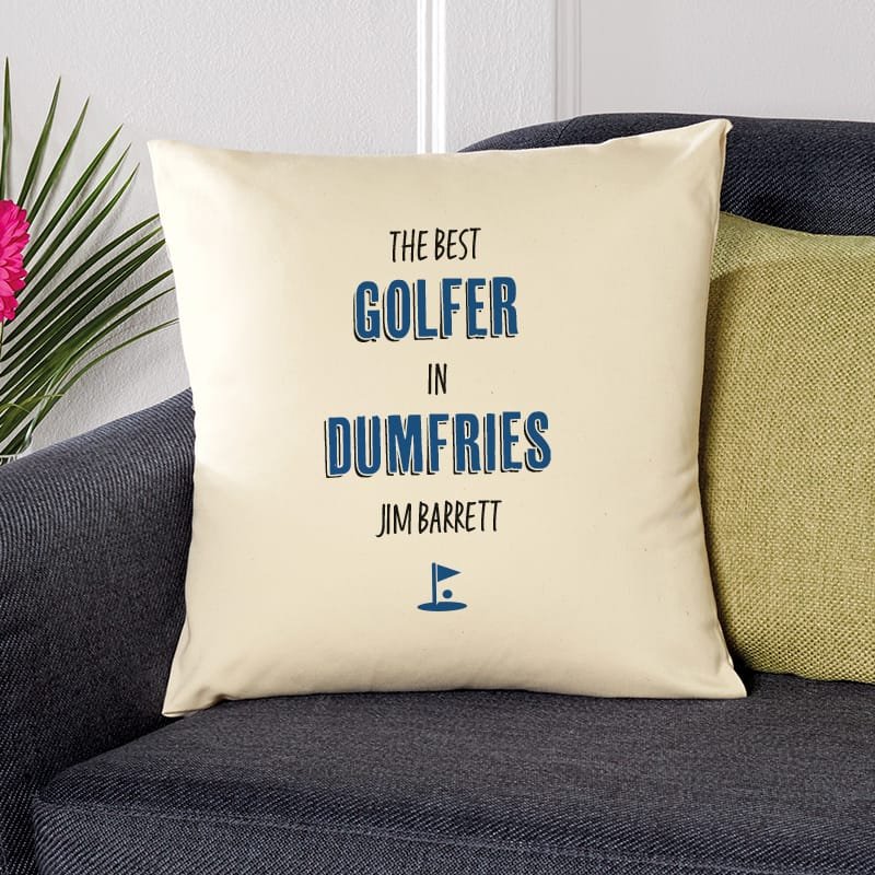 golfer present personalised cushion