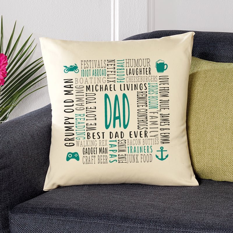 dad gift ideas personalised cushion