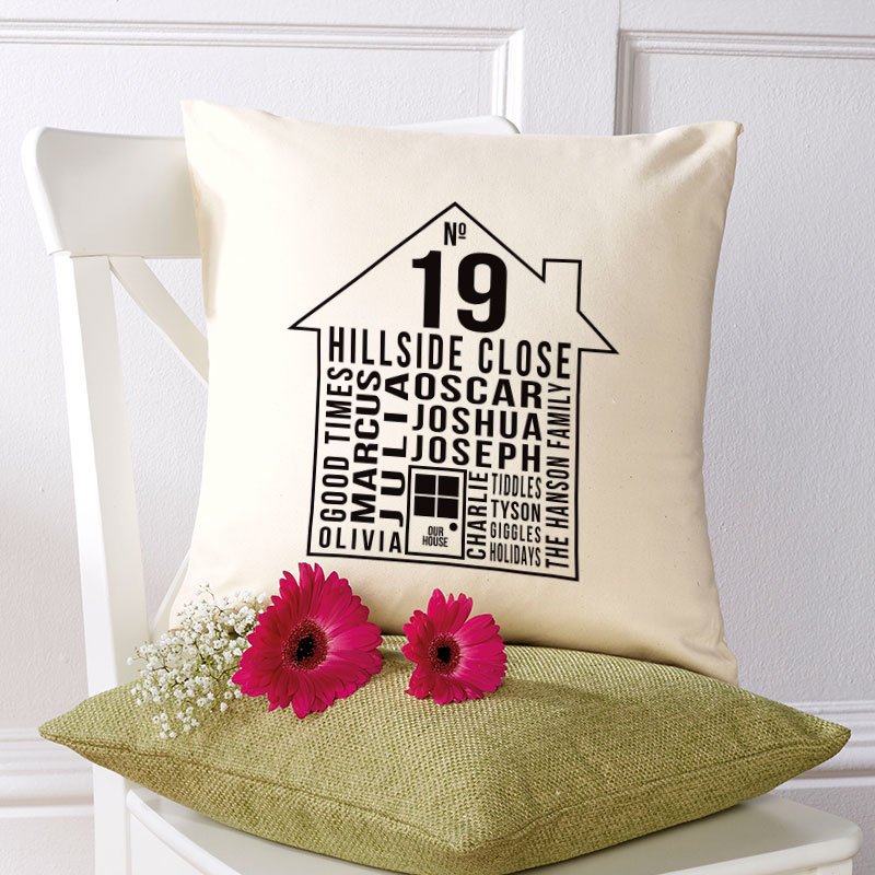 personalised cushion gift for new home