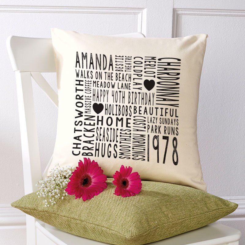 personalised typography cushion