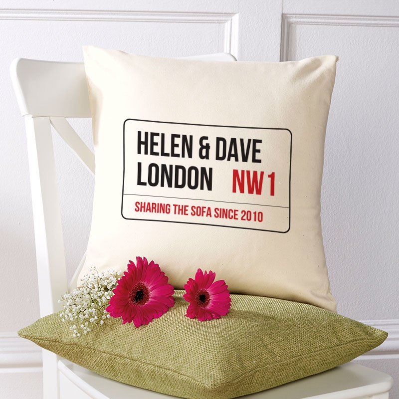 personalised cushion london street sign customised gift