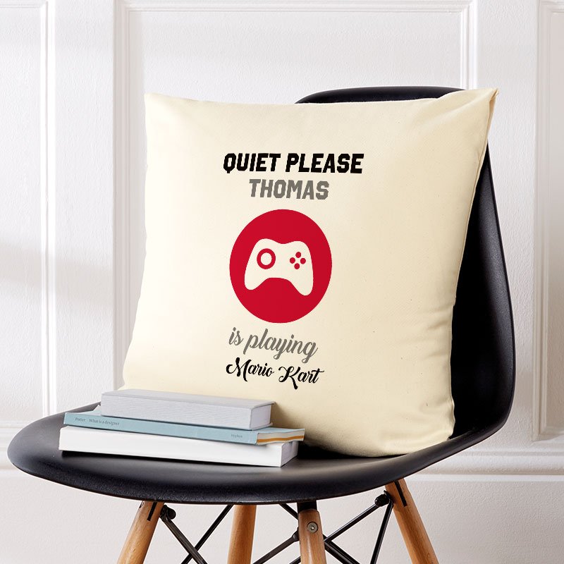 personalised cushion gift with game control