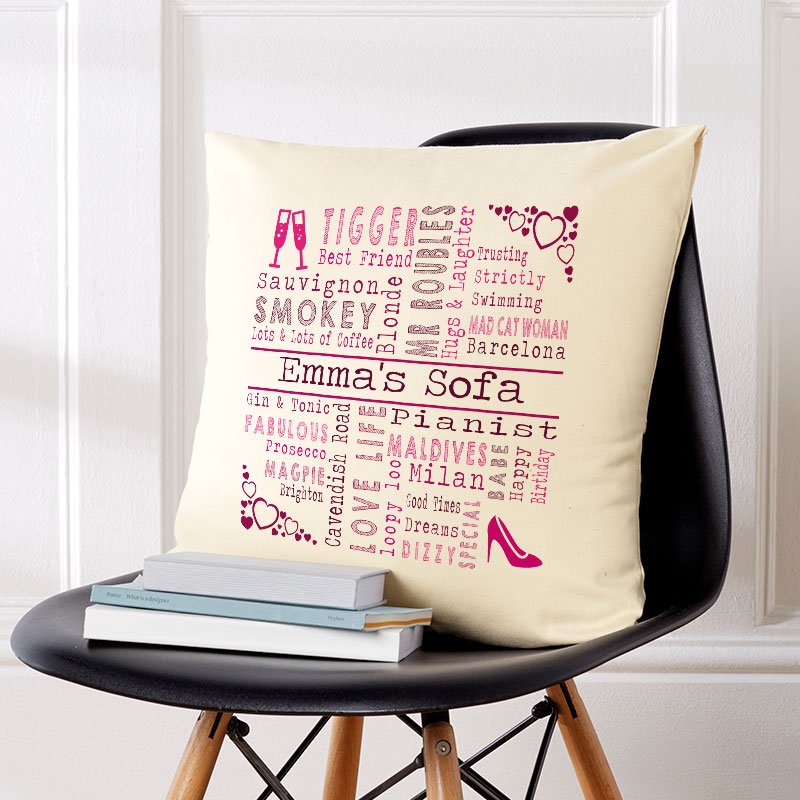 personalised cushion with words