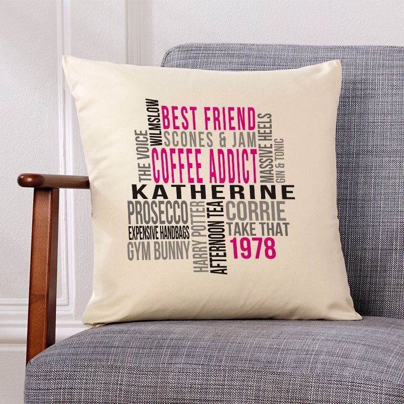 personalised cushion with words gift