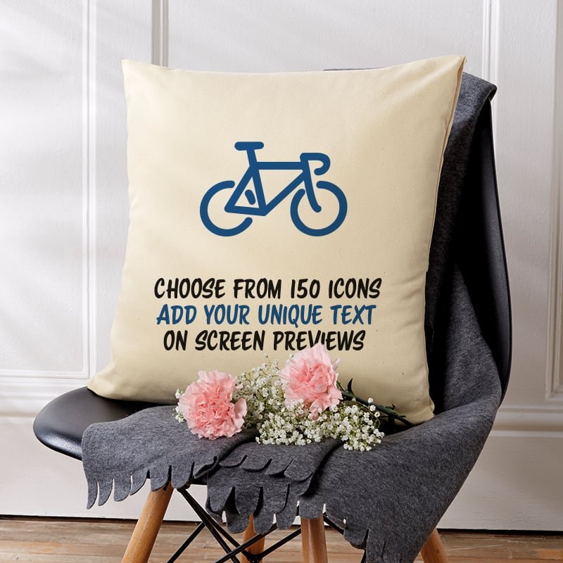 personalised cycling icon cushion with text