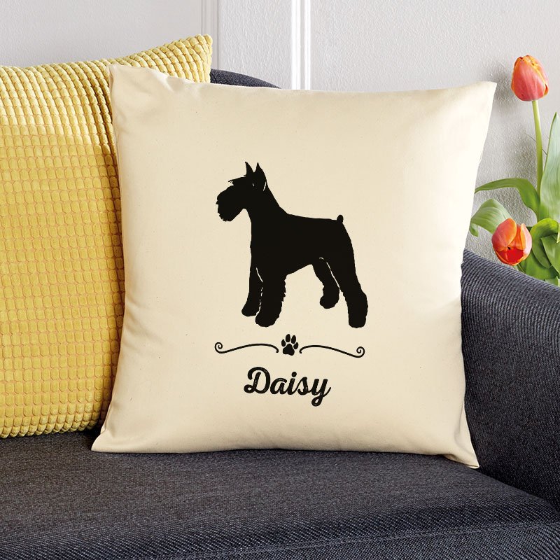 dog name and breed personalised cushion