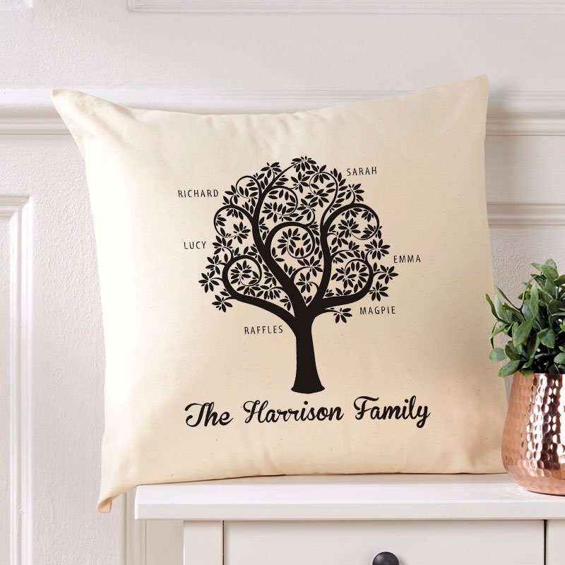 cushion of family tree personalised