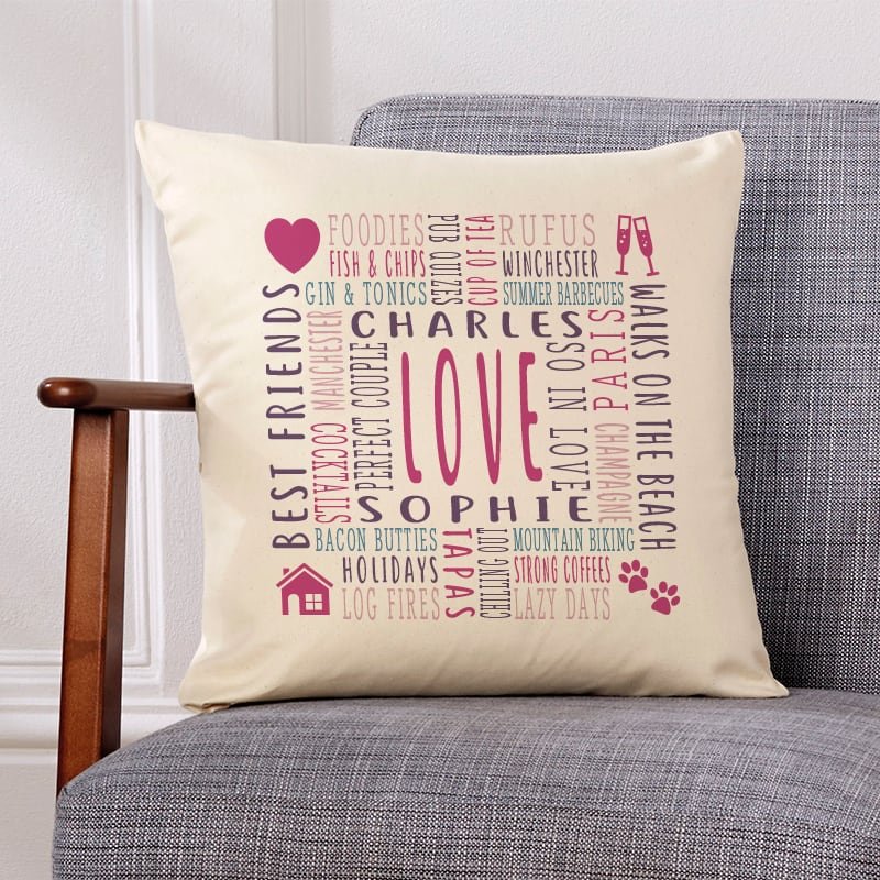 wedding anniversary gift ideas personalised cushion with words