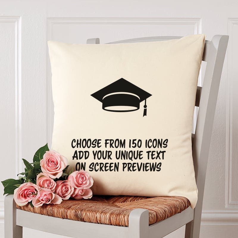 teacher graduation cushion personalised with text