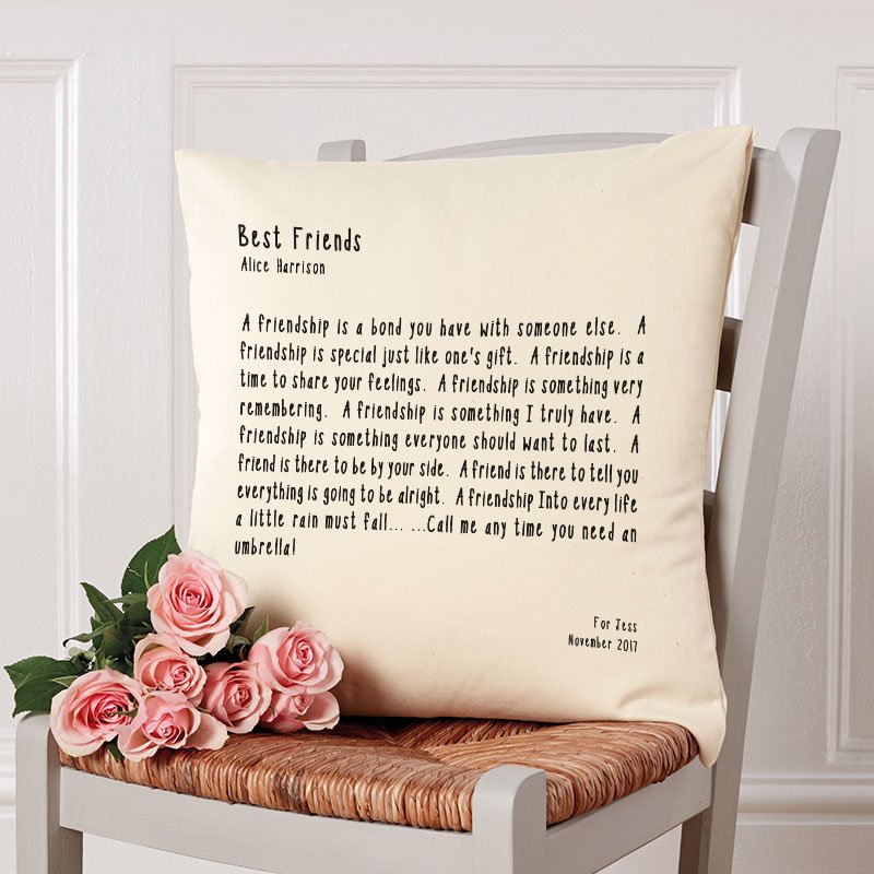 Personalised cushion with poem