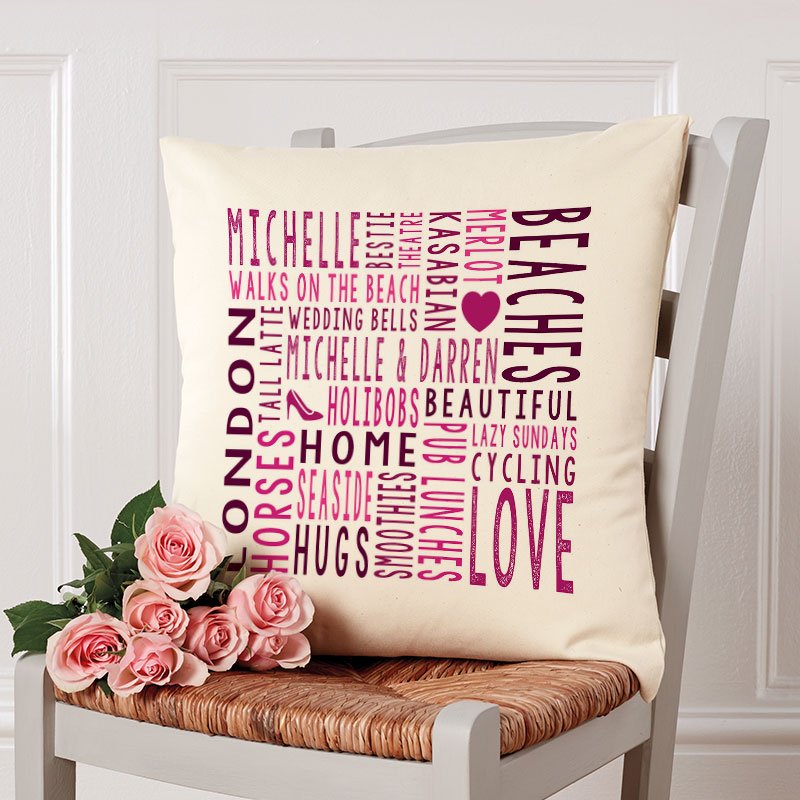 cushion with words personalised